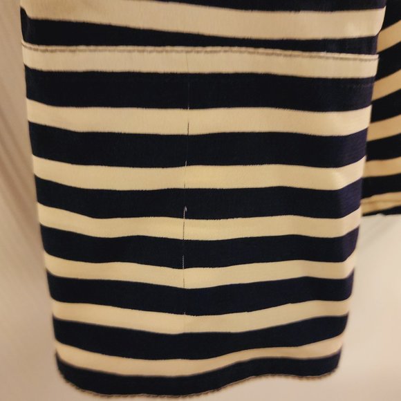 J.Crew 100% Silk  Navy & Cream Striped Button Down Top Size 4 - Picture 8 of 14